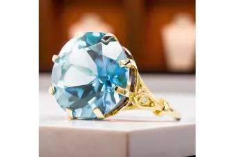 Ring Aquamarine 14K Yellow gold Vintage Jewlery vrc073y